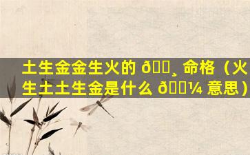 土生金金生火的 🌸 命格（火生土土生金是什么 🌼 意思）